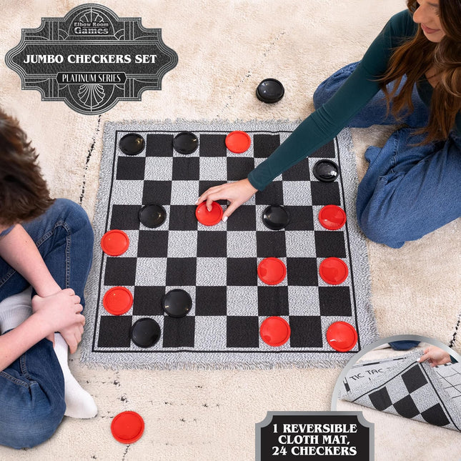 Giant Checkers and Tic Tac Toe Board Game Set Indoor Outdoor Family Game