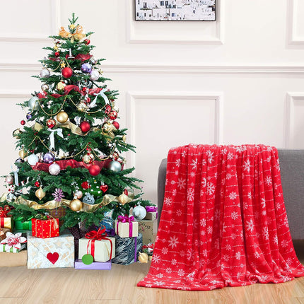Luxury Velvet Christmas Fleece Blanket – 50x60" Snowflake Cozy Throw