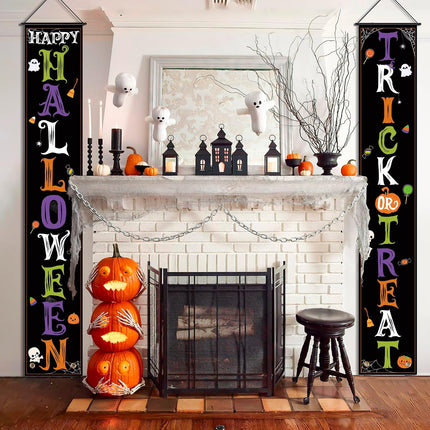 Halloween Trick or Treat Porch Banner, Hanging Door & Wall Party Decor Indoor Outdoor