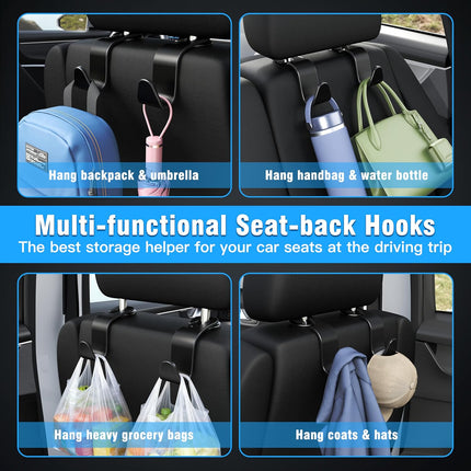 Car Seat Headrest Hooks – 4-Pack Universal Hanger for Handbag, Purse, Coat