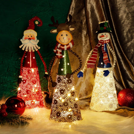 3PCS Indoor LED Christmas Decorations Santa, Snowman & Reindeer Figures
