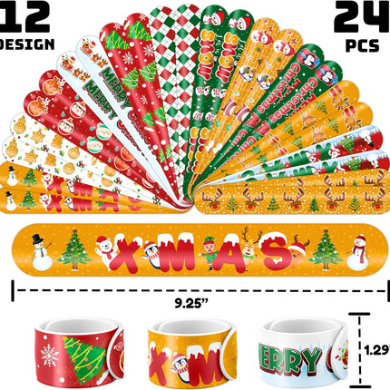 72PCS Christmas Party Favors – 48 Tattoos & 24 Slap Bracelets for Kids