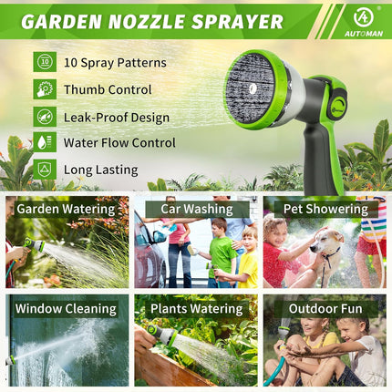 2 Pack Garden Hose Nozzle with Thumb Control Sprayer & Extra Washers