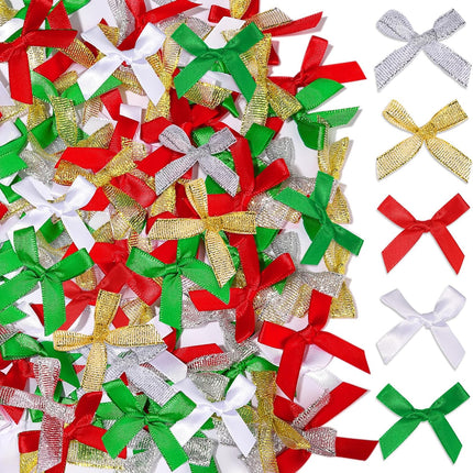 50PCS Mini Bow Ribbons for Gift Wrapping Crafts Tree Decor and Holiday Gifts