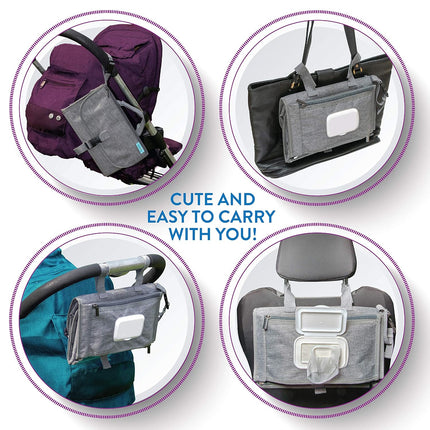 Portable Baby Diaper Changing Pad – Travel Mat with Wipes Pocket, Grey