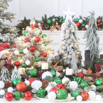 36PCS White Shatterproof Christmas Ball Ornaments – Multi-Size Xmas Baubles