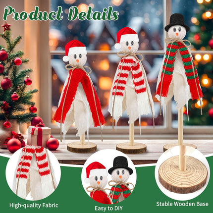 Christmas Wooden Snowman Set 3PCS – DIY Hat & Scarf Winter Table Decorations