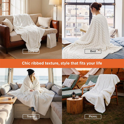 GentleSoft White Throw Blanket 50x60 – Cozy Fleece, Gift for Mom & Women