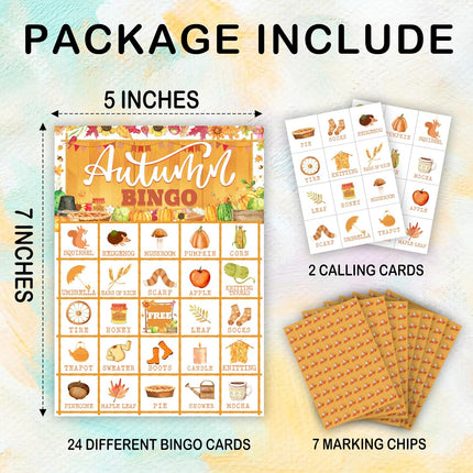 Autumn Bingo Cards for Adults, Fun Fall Party Game Set for Groups – 29 Players