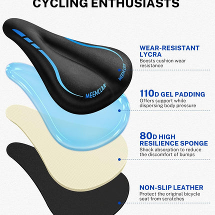 Bike Seat Cushion Gel Padded Cover for Men Women Fits Peloton Bike 11x7