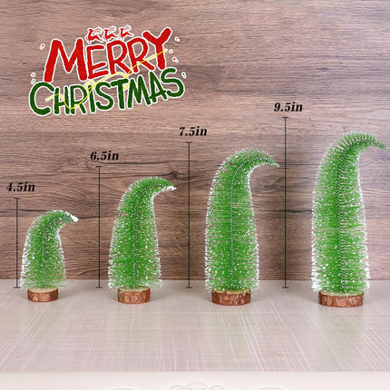 4PCS Mini Christmas Trees – Grinch Bottle Brush Tabletop Holiday Decor