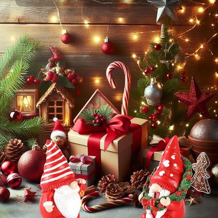 2PCS Resin Gnome Christmas Decorations, 4.3'' Table Ornaments for Holiday Decor