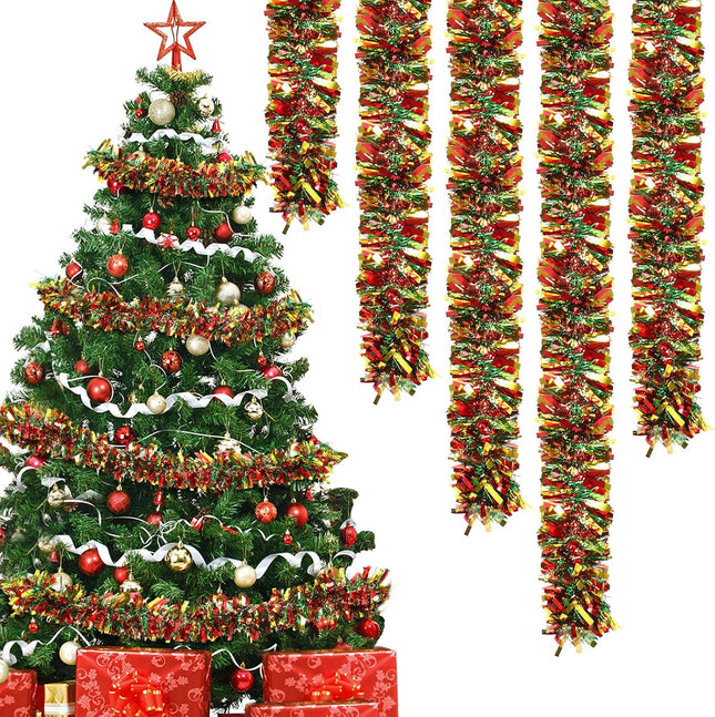 6pcs Glitter Christmas Garland 39.4ft – Indoor & Outdoor Decoration