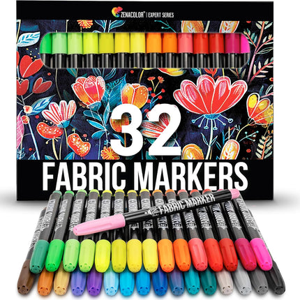 32 PCS Fabric Paint Pens Permanent Textile Markers Non Toxic Fine Point