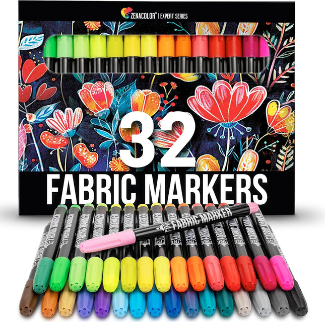 32 PCS Fabric Paint Pens Permanent Textile Markers Non Toxic Fine Point