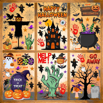 145-Piece Halloween Window Clings, Pumpkin Skull Skeleton Spider Glass Door Decals