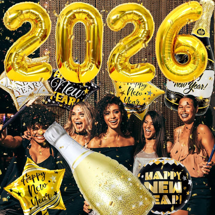 2026 NYE Party Decorations – 11-Piece Gold New Year Balloons Set