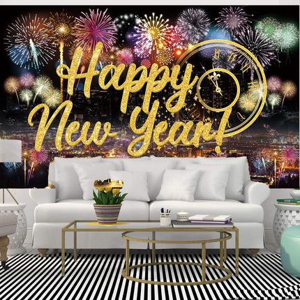 Happy New Year Party Backdrop – Fabric Poster Fireworks Photo Booth Decor