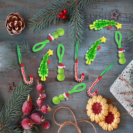 30-Piece Holiday Ornament Craft Kit – DIY Beaded Tree, Candy Cane & Ball Christmas Decorations