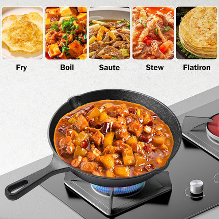 Cast Iron Skillet Set of 3, Pre-Seasoned 6", 8", 10" Frying Pans for Stove Oven