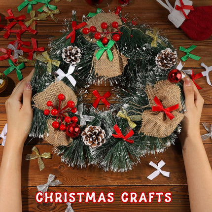 50PCS Mini Bow Ribbons for Gift Wrapping Crafts Tree Decor and Holiday Gifts