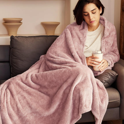 Extra Large Fuzzy Throw Blanket 50x70 – Cozy & Warm, Pink, Couch & Bed