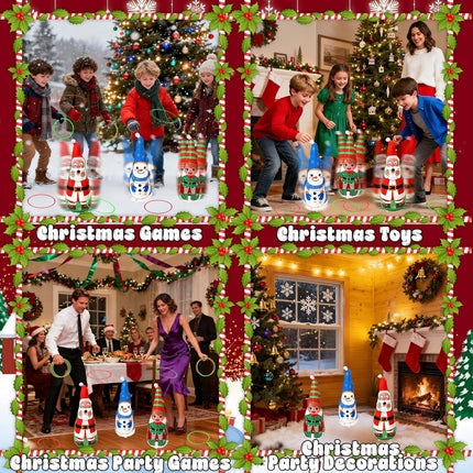 Christmas Inflatable Ring Toss Game – Santa, Snowman & Elf Toys for Kids & Family