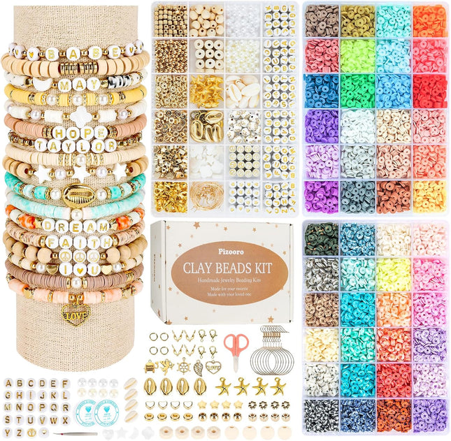 10500Pcs Clay Beads Bracelet Making Kit with Letter Beads Charms Strings