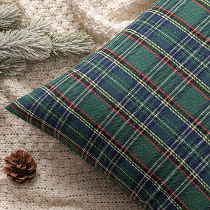 2 Pack Green Scottish Tartan Throw Pillow Covers – Farmhouse Classic 18x18