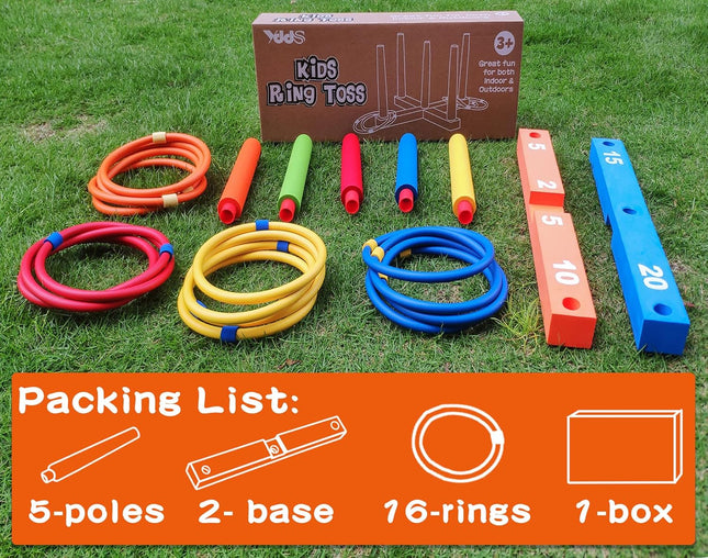 Ring Toss Game for Kids & Adults, Indoor Outdoor Family Game Set