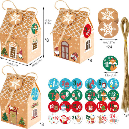 24 Pcs Christmas Gift Boxes – Candy House Style Goodie Bags for Holiday Treats