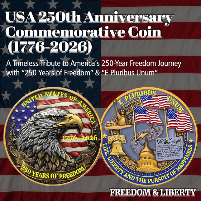 USA 250th Anniversary Commemorative Eagle Coin 1776-2026, Patriotic Collectible Gift