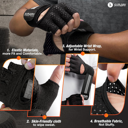 Workout Gloves for Men Women with Wrist Support Weight Lifting Gym Gloves