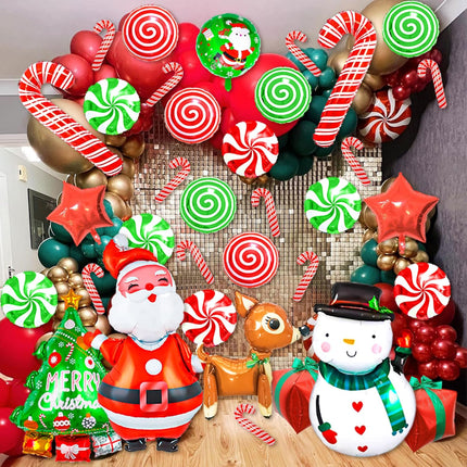 36-Pcs Christmas Foil Balloon Set – Santa, Snowman & Candy Cane Party Decor