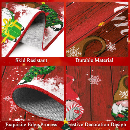 3-Piece Christmas Kitchen Rug Set – Santa Gnome Washable Non-Slip Mats