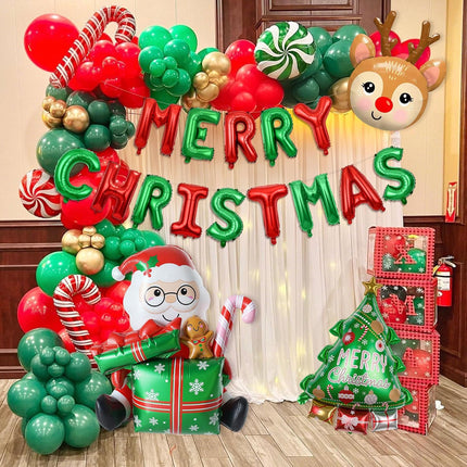 Christmas Foil Balloons Set – Merry Christmas Letters with Santa & Tree