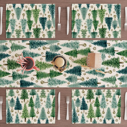4PCS Christmas Tree Placemats – Winter Table Mats for Dining & Holiday Parties