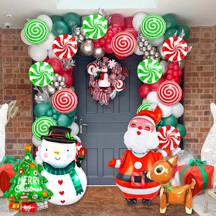 36-Pcs Christmas Foil Balloon Set – Santa, Snowman & Candy Cane Party Decor