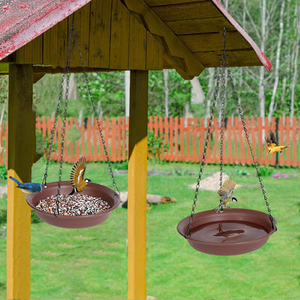 12" Hanging Bird Bath, Outdoor Bird Water Feeder Bowl, Plastic Garden Tray