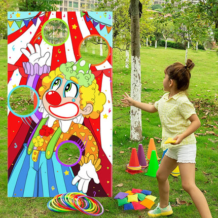 31PCS Family Outdoor Game Set Ring Toss Bean Bag Cornhole for Kids