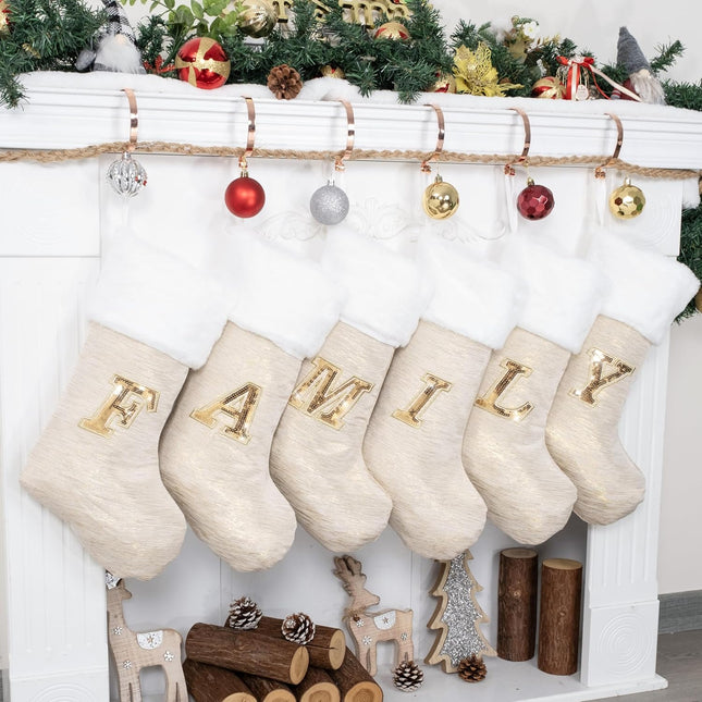 Personalized Christmas Stocking – 20" Gold Sequin Monogram Letter J Decoration