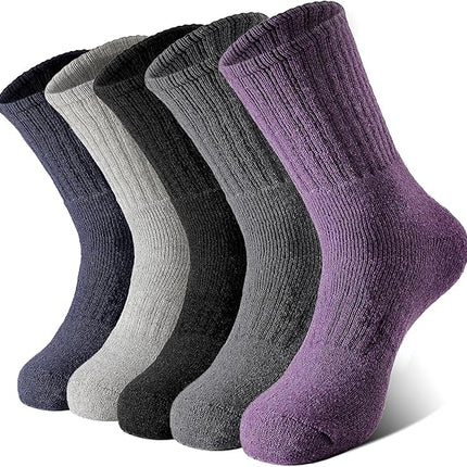 Merino Wool Hiking Socks for Men – 5 Pairs, Thick Thermal Winter Crew Socks