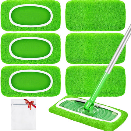 Reusable Microfiber Sweeping Cloths – Wet Pads for Swiffer Mop, Machine Washable (Green)