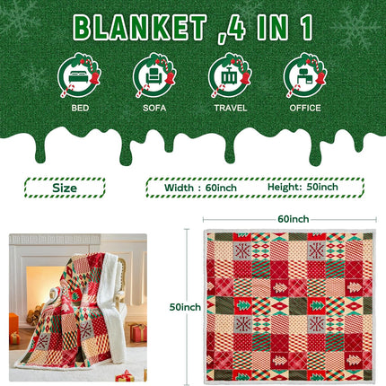 Cozy Christmas Throw Blanket – Sherpa Fleece, 50"x60", Perfect Gift for Women