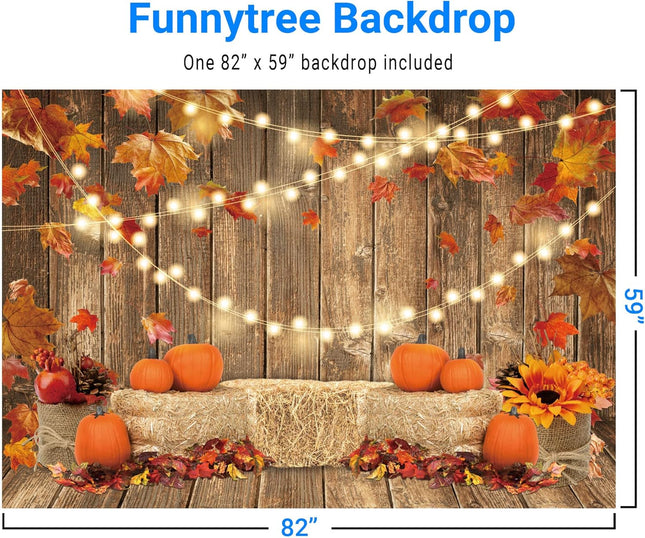 Fall Harvest Backdrop 7x5ft – Pumpkin, Maple Leaves, Photo Booth Prop