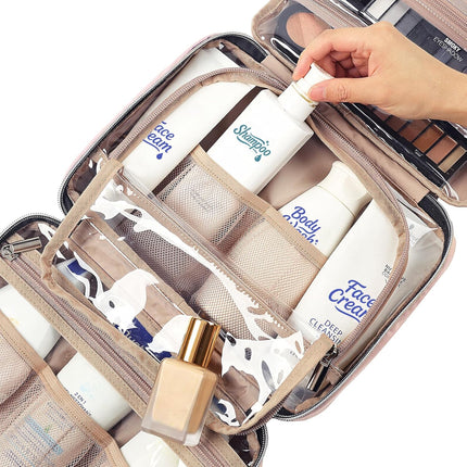 Hanging Toiletry Bag for Travel – Pink, Medium, Makeup & Shampoo Holder