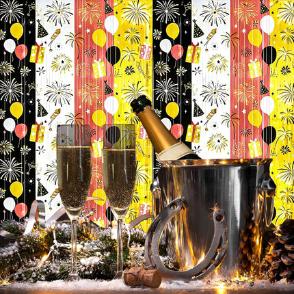 Happy New Year 2026 Foil Fringe Curtains – 2-Pc NYE Photo Booth Decor