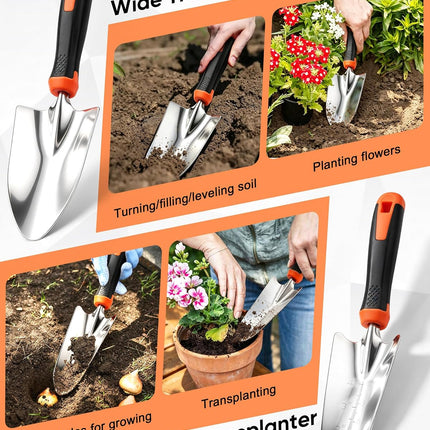 9Pcs Stainless Steel Garden Tool Set with Storage Bag, Heavy Duty, Rust Resistant
