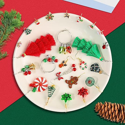 23 Pairs Christmas Earrings Xmas Studs & Dangles, Tree, Snowflake, Bells