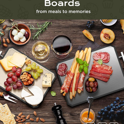 Large Stainless Steel & Wheat Straw Cutting Board, Double Sided Kitchen Board